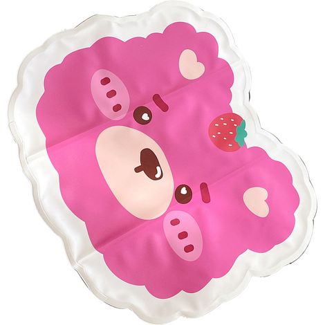 Coussin rafraîchissant pour chaise, motif ours rose mignon, pliable et portable, en gel doux et glacé, idéal pour les étudiants et les employés de bureau. Motif ours rose.