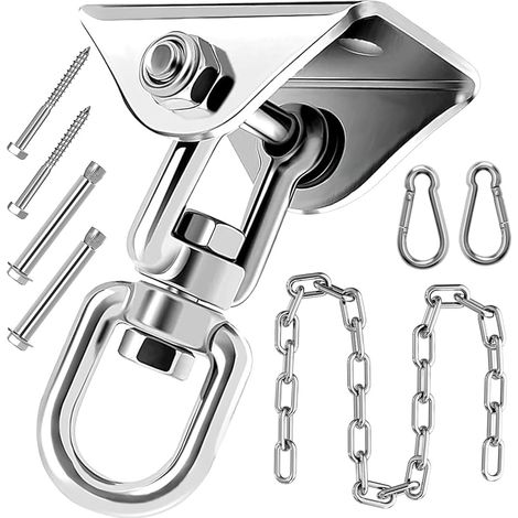 Kit de Suspension pour hamac, très résistant, avec chaîne de balançoire de 50 cm de Long, en Acier Inoxydable 304, capacité de Charge de 450 kg, Crochet Rotatif à 360° pour Chaise à Bascule, Sac de (1/5)
