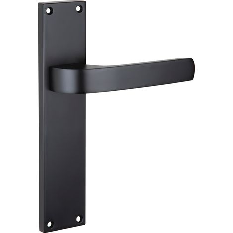 Manilla puerta zamak negra placa rectangular 230x50mm uso alto (1/4)