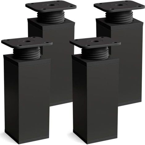 Pieds de meubles lot de 4 Design: Noir mat Hauteur : 60mm réglables Forme angulaire (1/4)