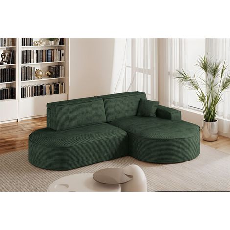 Ecksofa Schlafsofa Sofa VENEDIG Stoff Poso Grün Ottomane Rechts (1/5)