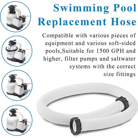 Flexible Hose for Pool Pump Replacement High Strength PVC 1.5in Diameter 59in Length Includes Adapter (1/5)