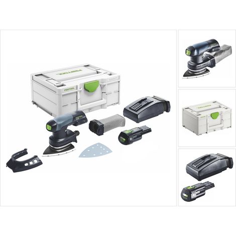 Festool – Ponceuse triangulaire sans fil 18V – Moteur Brushless EC-TEC – Patin 100 x 150 mm – Autonomie illimitée avec adaptateur secteur - 400-Basic