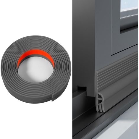 Joint Fenetre Isolation Thermique et Phonique Autocollante, Bande d'Etanchéité pour Fenetre Anti Froid, Bande de Joint Fenetres Coulissante pour Isoler du Bruit, Anti-intempéries (Gris, 2m)