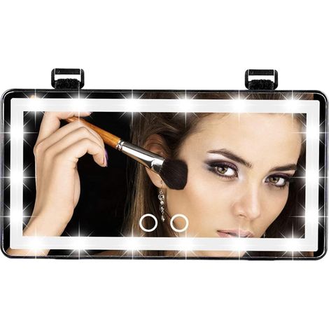 Miroir de courtoisie LED avec visière miroir de maquillage rechargeable écran tactile cosmétique pour camion, SUV (1/5)