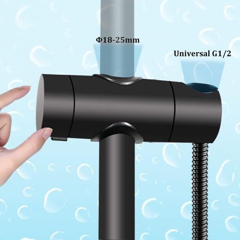 Supporto per doccia, supporto universale nero per soffione doccia per aste doccia da 18-25 mm, ABS solido ispessito e versione migliorata del supporto per soffione doccia, nero opaco (1/4)