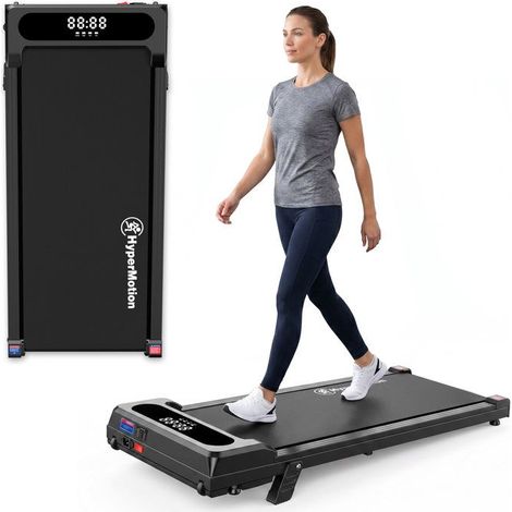 Motorisiertes Laufband für Zuhause oder Büro, aus Stahl und ABS, ultraflach, 6 km/h, Maße 107x48cm, schwarz