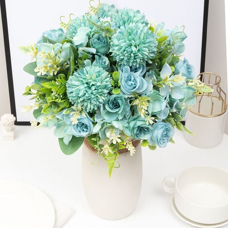 Bouquet De Fleurs Artificielles - Pissenlit Blanc Et Hortensia - Décoration Murale Pour Mariage Fête Maison - 1 Pièce (1/5)