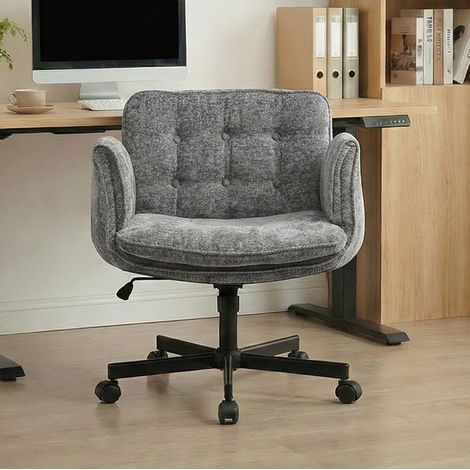 Sedia da ufficio girevole 60-123 cm grigio scuro in tessuto con braccioli regolabili e ribaltabili (1/5)