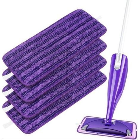 4 Packs Lingettes Reutilisable pour Swiffer WetJet ,Mop Pads Microfibres,Tampons Vadrouille Microfibre Mop Remplacement Tampon Vadrouille réutilisable pour frotter sols secs/humides,viol (1/4)