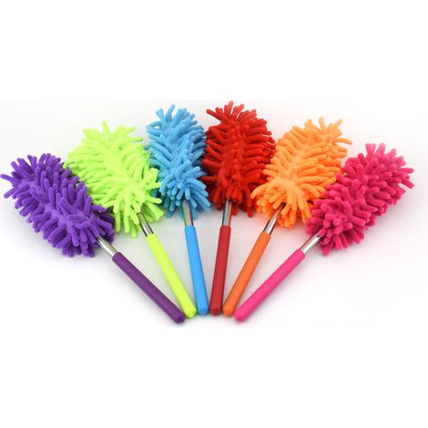 Plumero de microfibra con varilla telescópica, paquete de 6 (75 cm) para eliminar el polvo y las manchas de ventanas y muebles
