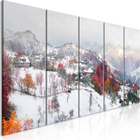 Tableau Imprimé 5 Panneaux "First Snow Narrow" 90 x 225 cm (1/2)