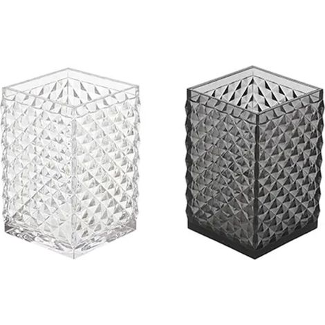 PORTASPAZZOLINI IN PLASTICA MODELLO MILANO DIM. CM(LXPXH):6,4X6,4X10,6 NERO TRASPARENTE   Idroweb