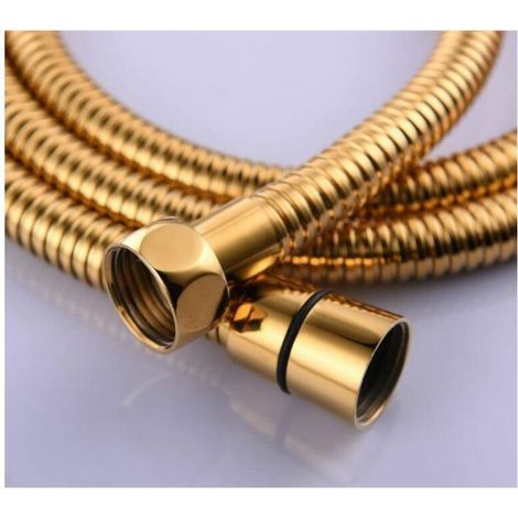 Tuyau De Douche - Acier Inoxydable SUS304 - EPDM Interne - Raccords Laiton 1/2 Pouces - Doré - 2 M (1/4)