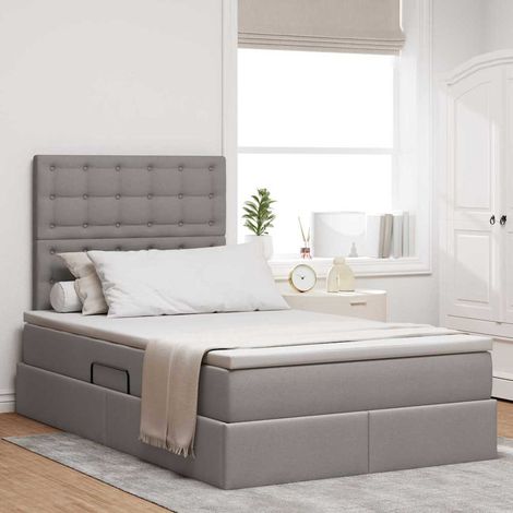 Bett mit Stauraum und LED mit LED Taupe 120 x 200 cm Polyester