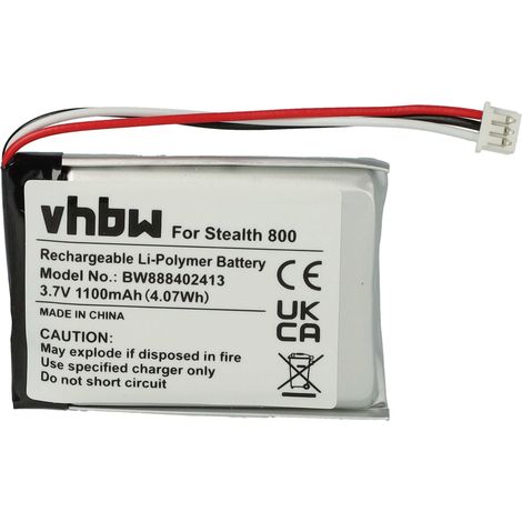 vhbw Akku kompatibel mit Turtle Beach Elite 800X Gen 2, 800, 800P Wireless Headset Kopfhörer (1100mAh, 3,7V, Li-Polymer)