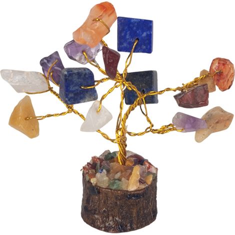 Chakra-Lebensbaum mit Edelsteinen, spirituelle Dekoration, positive Energie, Tischfiguren