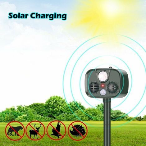 Répulsif d'animaux d'alarme antivol solaire extérieur, répulsif d'animaux à ultrasons (1/5)