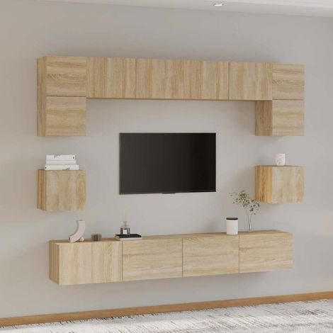 vidaXL Set de muebles para TV 8 pzas madera contrachapada roble Sonoma (1/5)