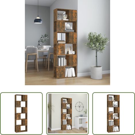 Raumteiler - Bücherregal/Raumteiler Räuchereiche 60x24x186 cm (1/5)