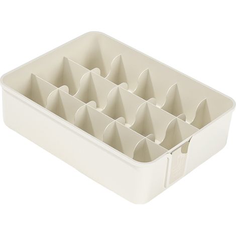 Organisateur de chaussettes et sous-vêtements en plastique à 15 compartiments, boîte de rangement pour tiroirs de placard, avec attaches décoratives blanches (1/5)