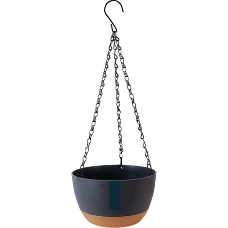 Panier suspendu double chaîne 28,5x16,8x18 cm, bassin absorption eau automatique, balcon/intérieur (1/5)