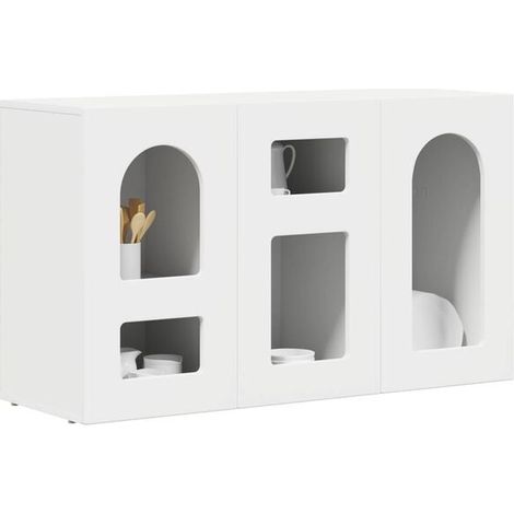 Buffet Bas de Cuisine 100x35x59 cm en Bois d'Ingénierie Blanc, Meuble de Rangement avec Portes et Étagères pour Salon ou Entrée (1/5)
