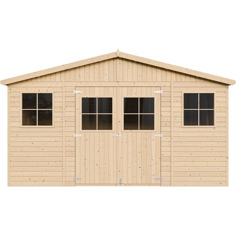 Wooden Garden Shed- Apex Shiplap Wooden Shed 14x11 ft/12m2 - Sheds and Outdoor Storage  - Wooden garden storage shed, 17 mm planks -  Bike shed, Garden outdoor workshop space- TIMBELA M331 (1/5)