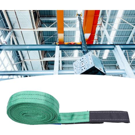 Élingue de levage plate en polyester à double boucle verte 2T 6M pour grues industrielles (1/5)