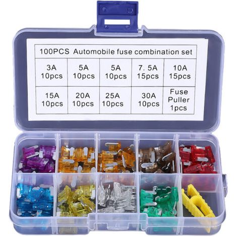 100 PCS 12V-32V Basse Profil Fusibles Mécaniques de Voiture pour Véhicule Auto Moto Bateau Camion, Assortiment Voiture Fusible à Lame Small, 3A -30A (1/3)