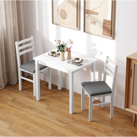 Ensemble table chaises cuisine 2 places blanc OKMYHOME (1/4)