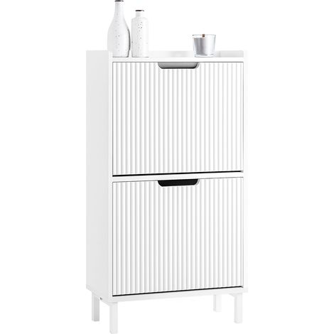 Zapatero Estrecho con 2 Solapas Organizador para Zapatos de Entrada Blanco 50 x 19 x 90cm FSR177-W SoBuy ES (1/5)