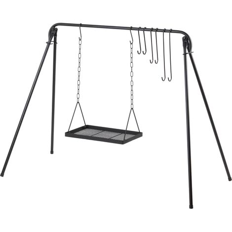 Altalena per barbecue BBQ-Toro, 10 pezzi, sostegno per barbecue con 8 ganci, altalena per fuoco, barbecue girevole, supporto di cottura