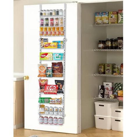 Organisateur de Porte Étagère à Épices VEVOR 10 Niveaux Réglables Rangement Suspendu en Acier Cuisine Blanc (1/5)