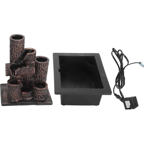 Fontaine de table en résine à plusieurs niveaux avec éclairage LED, fontaine relaxante et cascade pour la méditation, idéale pour le bureau ou le salon. Prise UE 220-240 V. (1/5)