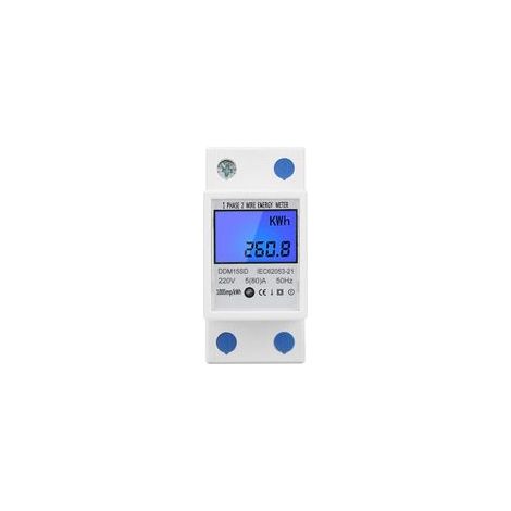 Compteur électrique Monophasé, 5-80A DDM15SD Mètre Relais Electronique d'Energie KWh Monophasé d'Affichage Numérique de Contre-jour d'Affichage à Cristaux Liquides, Compteur d'énergie à rail DIN (1/5)