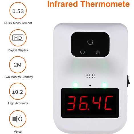 KI-Infrarot-Thermometer Drei Installationsmöglichkeiten Zwei Netzteile Zehn Sprachen °C/°F Körper-/Objekttemperatur