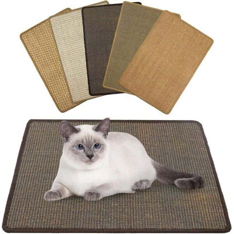 Tapis griffoir Chat - Sisal, XU, Durable, Antidérapant, Convient pour Chauffage au Sol, Entretien des Griffes, Tapis en sisal pour Mur et Sol (Couleur aléatoire) 40 x 60 cm - KZQ (1/4)