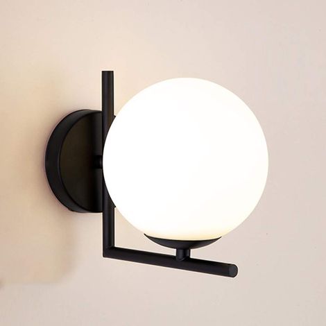 LED Applique Murale, moderne Applique Boule Murale Verre Abat-jour Boule Blanche Lampe de Mur Metal Spots Muraux Intérieur pour Chambre Couloir Cuisine Escalier. (1/5)