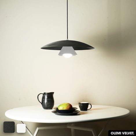 Lampe de suspension en velours - OLEMI VELVET OLIVE - BLANC (1/2)