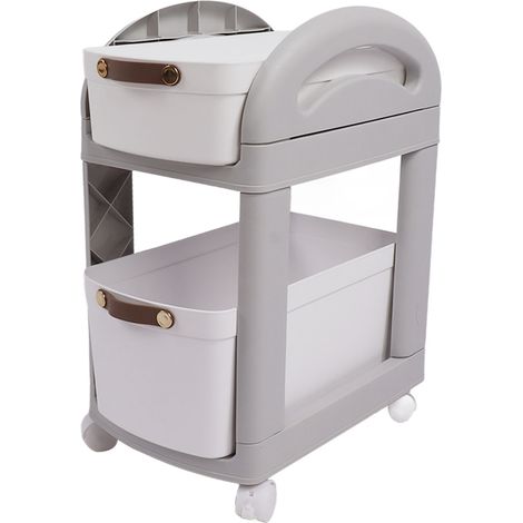 Étagère à paniers épais et élargis, chariot de rangement à plusieurs niveaux, amovible, sur pied, avec roulettes, 2 niveaux (1/5)