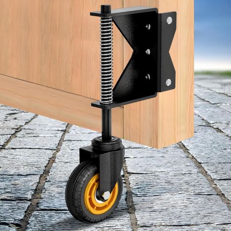 Roulette de portail de 10 cm, capacité de charge de 260 lb, pneu en caoutchouc plein amortissant les chocs, pour portes en bois/clôture, avec vis et tournevis (1, combinaison noire gauche) (1/5)