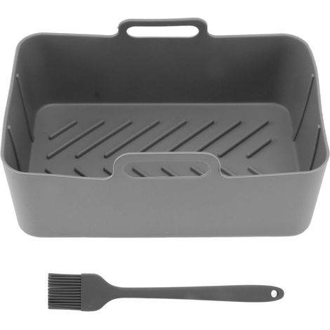 Marmite en silicone réutilisable pour friteuse à air Ninja DZ201 DZ401, panier avec brosse, gris.