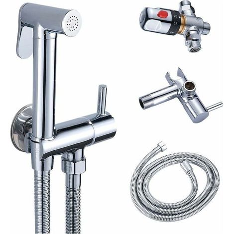 Douchette WC mitigeur thermostatique en laiton massif – Pulvérisateur à main anti-brûlure – Installation murale facile – Pour hygiène intime (1/5)