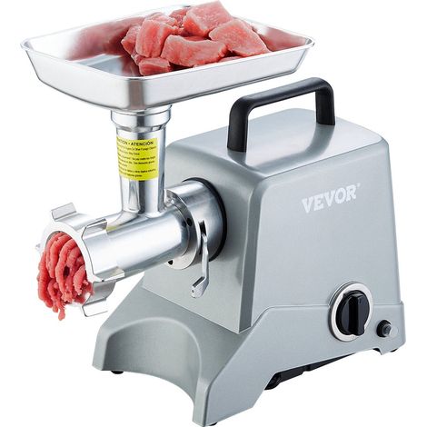 Hachoir à Viande Électrique 575W, Capacité 2,3 kg/min, Minceur Industriel avec Lame, Plaque et 3 Embouts à Saucisse, Aluminium (1/5)
