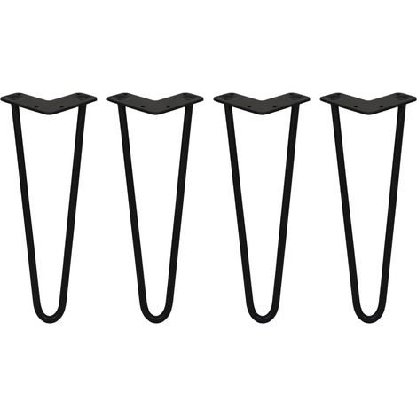 4 x 14" Hairpin Legs - 2 Prong - 12mm - Black