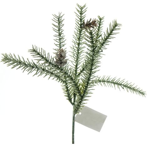 GASPER Weihnachtsdeko Tannenzweig Grün gefrostet mit Zapfen 33 cm - Kunstpflanzen