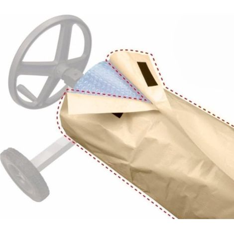 Bâche solaire de 5,5 m en taffetas de polyester 190T, résistante aux intempéries, résistante aux intempéries, protection solaire pour piscine extérieure, économiseur d'eau (550 x 96 cm, beige (1/5)