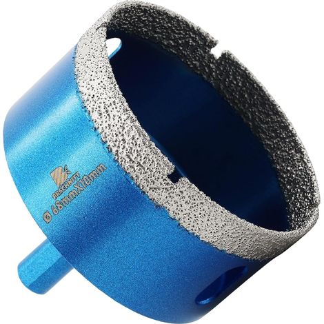 Foret diamant sec, 68 mm, scie-cloche diamant avec tige triangulaire pour porcelaine, carrelage, céramique, pierre, granit, marbre (1/5)