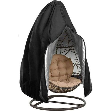 Housse de chaise longue de patio avec fermeture éclair, housse de balancelle, imperméable et coupe-vent, noire, 115 x 190 cm (1/4)